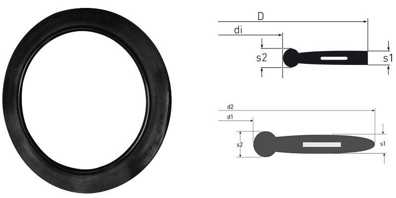 Junta de perfil de acero de goma G-ST-P/S drawings